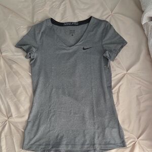 Nike Women's Gray Short Sleeve V-Neck Tee